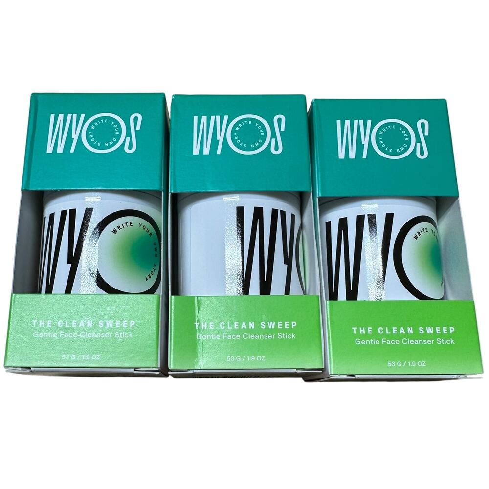 WYOS The Clean Sweep Gentle Cleaning Face Stick Set of 3 New in Box Condition